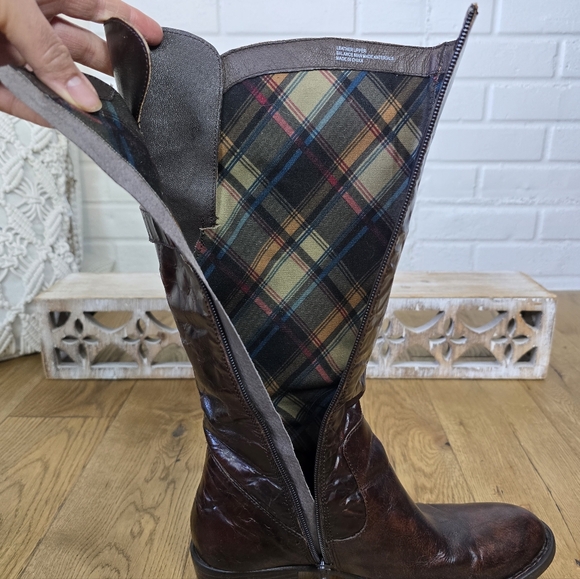 Born Cherry Brown Heeled Knee High Riding Boots Size 8 - Picture 13 of 14